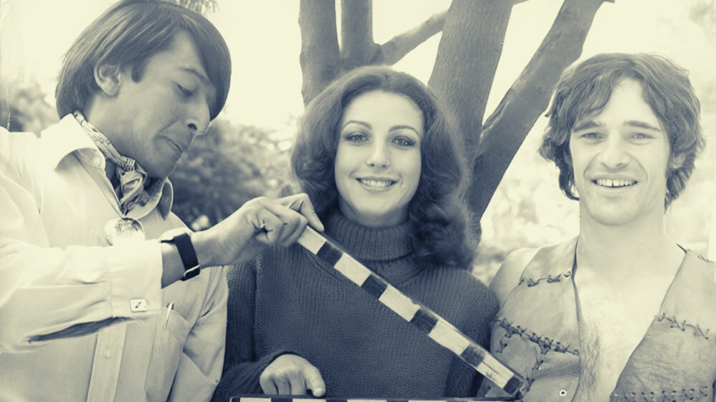 José Agustín y Angélica María en filmación.